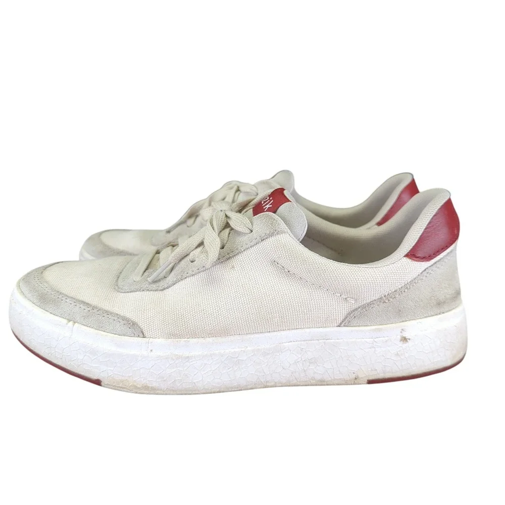 Kizik Prague Men's 8.5 Cream Red Casual Sneakers Hands Free‎ Easy Slip On Shoes